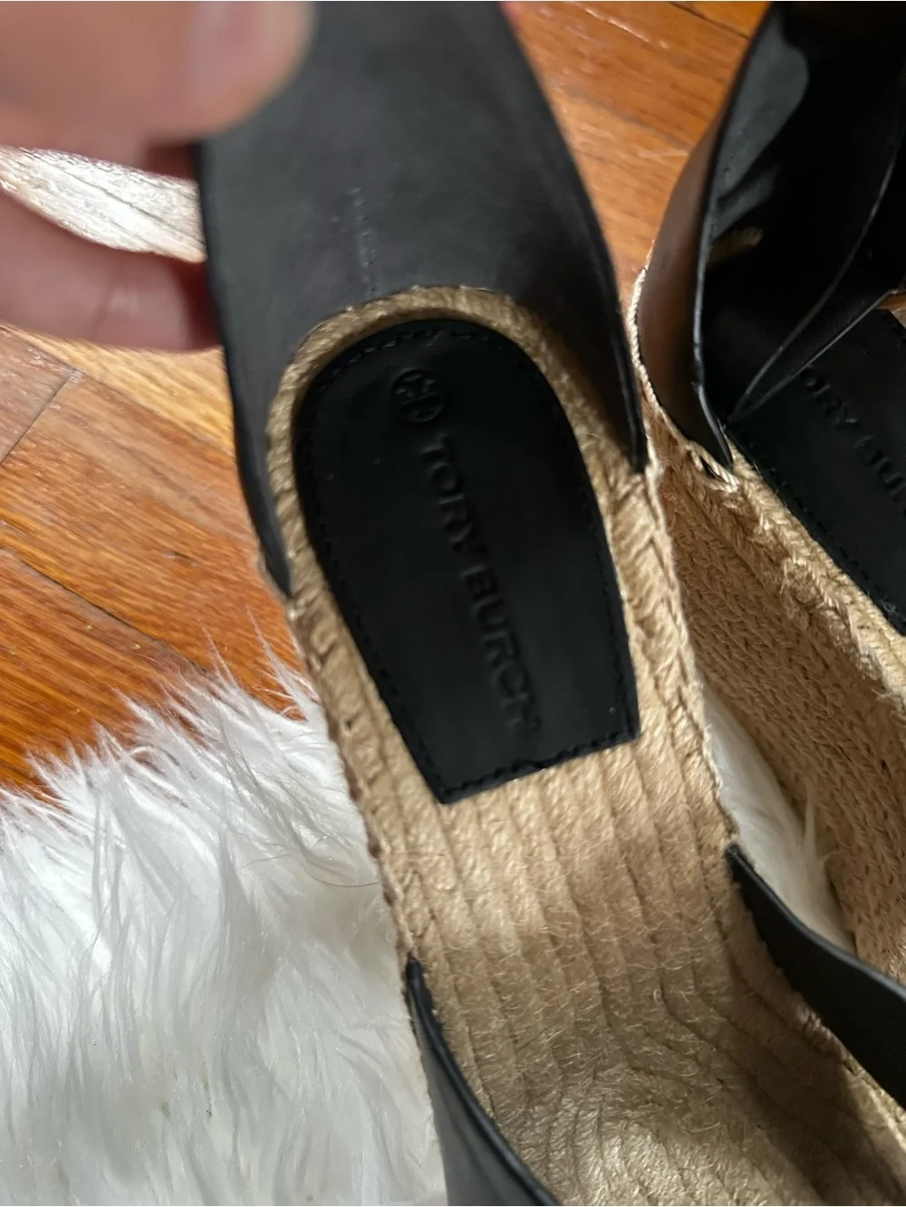 Tory Burch Shelby Black Espadrille Wedge Sandals with Ankle Strap 8.5